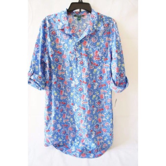 Ralph Lauren 3/4 Sleeve Roll Cuff His Sleepshirt - Picture 1 of 5